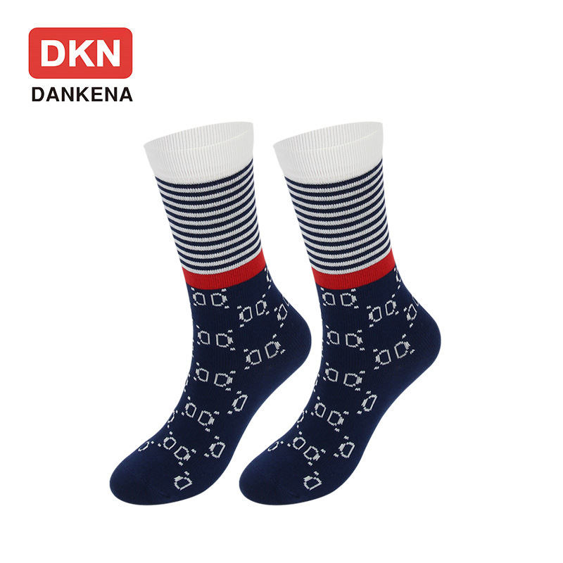 DANKENA New D Letters Striped Crew Socks Retro Fashion INS Street Calf Socks Socks Lovers Socks